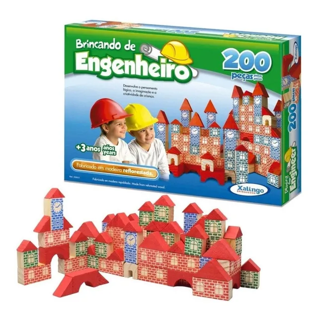 Blocos De Montar Xalingo Brincando De Engenheiro 200 Peças Em Caixa