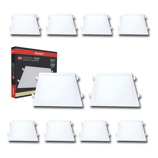 Kit 10 Painel Led Embutir Quadrado 24w Neutra Atacado Casa