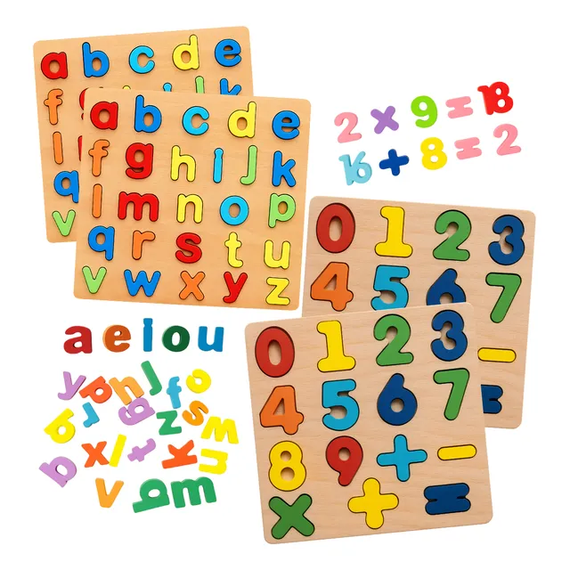 Kit 4 Tabuleiros Alfabeto Letras Números Didático Pedagógico