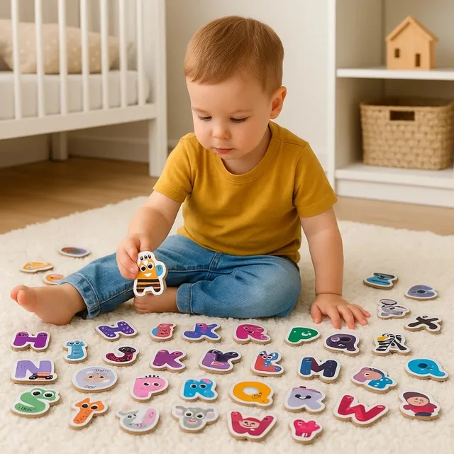 Letras Alfabeto De Madeira Didático Temático Alfabetização