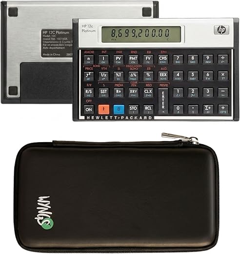 Calculadora financeira HP 12C Platinum + capa protetora WYNGS preta