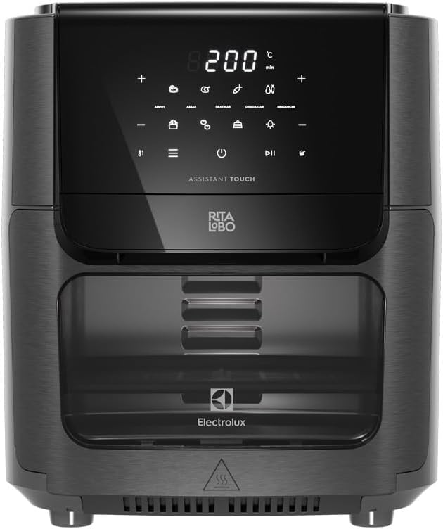 Electrolux Air Fryer Forno 5 em 1 12L 1700W Digital 1 Bandeja Antiaderente 5 modos preparo 7 Receitas Programadas Aviso Sonoro Fritadeira Elétrica sem Óleo Forno Bancada EAF85 Grafite 127V
