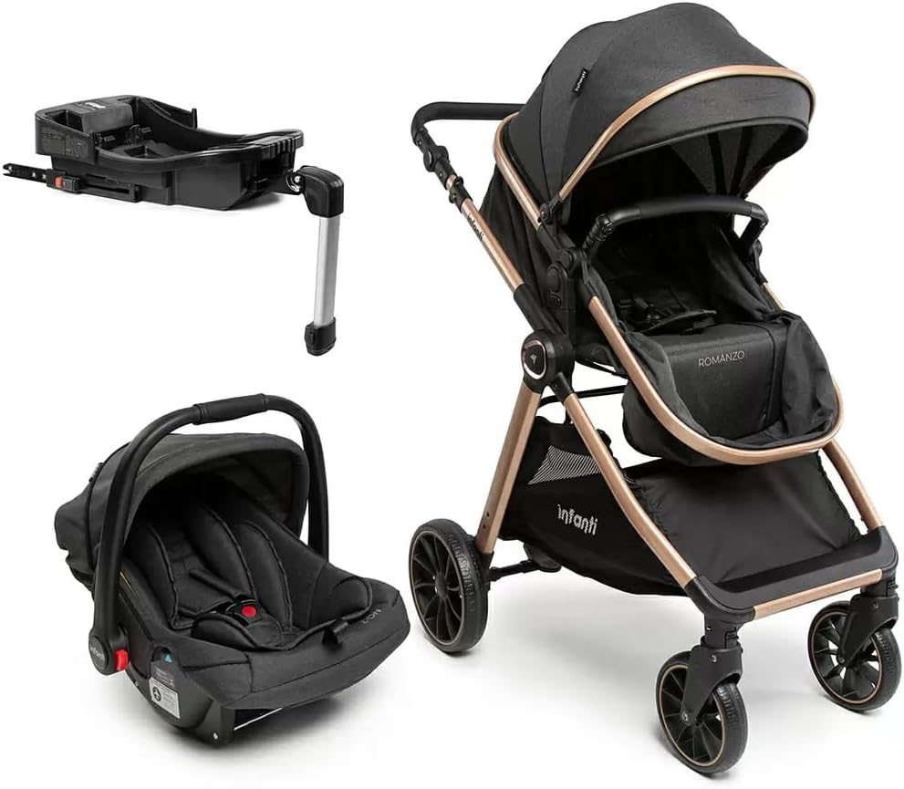 Travel System Infanti, Romanzo Trio, com Isofix, Preto Bronze
