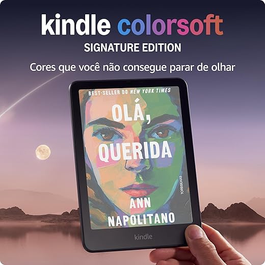 Apresentamos o Kindle Colorsoft Signature Edition (32 GB) - Com tela colorida, luz frontal autoadaptável, carregamento sem fio e bateria que dura semanas - Cor Preta Metálica