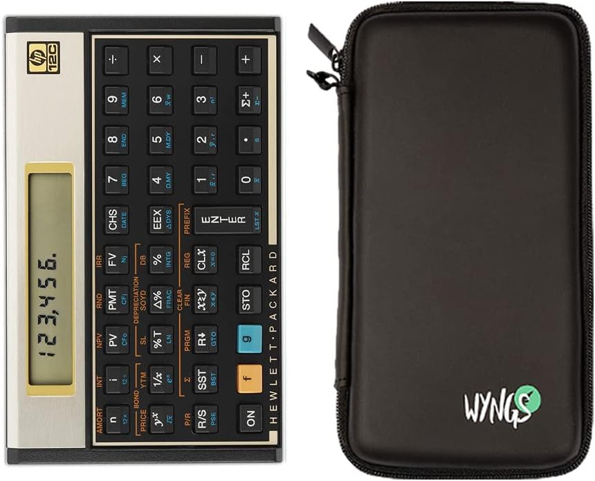 Calculadora financeira HP 12C Platinum + capa protetora WYNGS preta