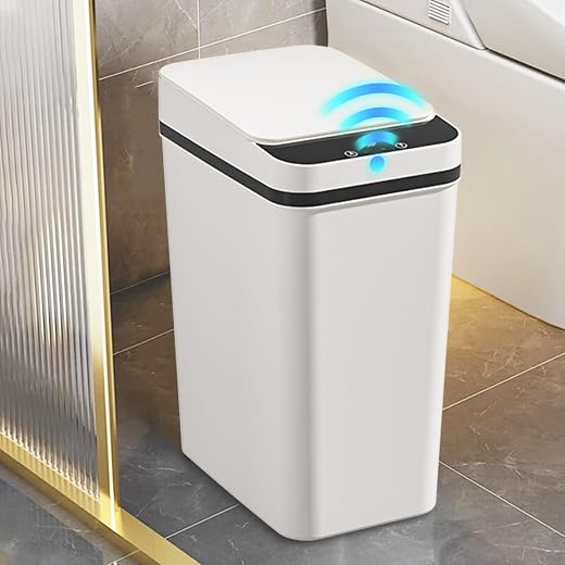 Lixeira 12 litros grande automática com sensor inteligente de aproximação para abrir e fechar (Preto-12L)